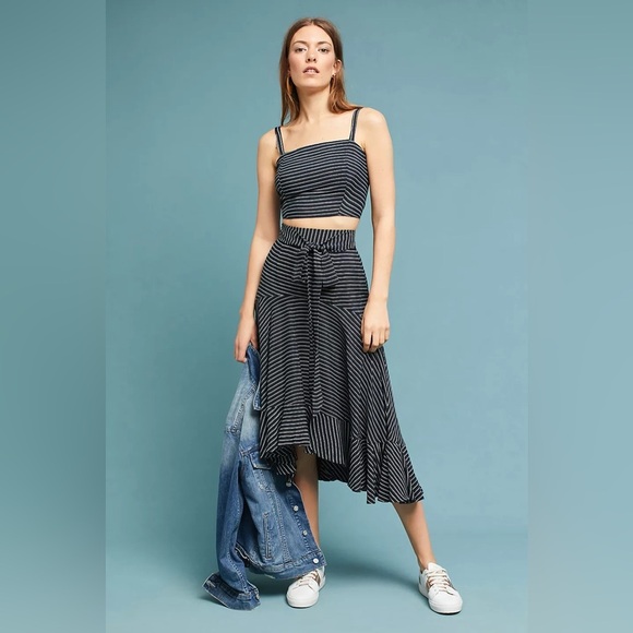 Faithfull the Brand Kamares Striped Wrap Midi Skirt - Picture 1 of 12